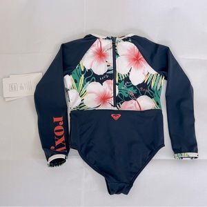 ROXY GIRL Peachy Vibes LS Onesie swimsuit. Size toddler 3. UPF 50+ protection